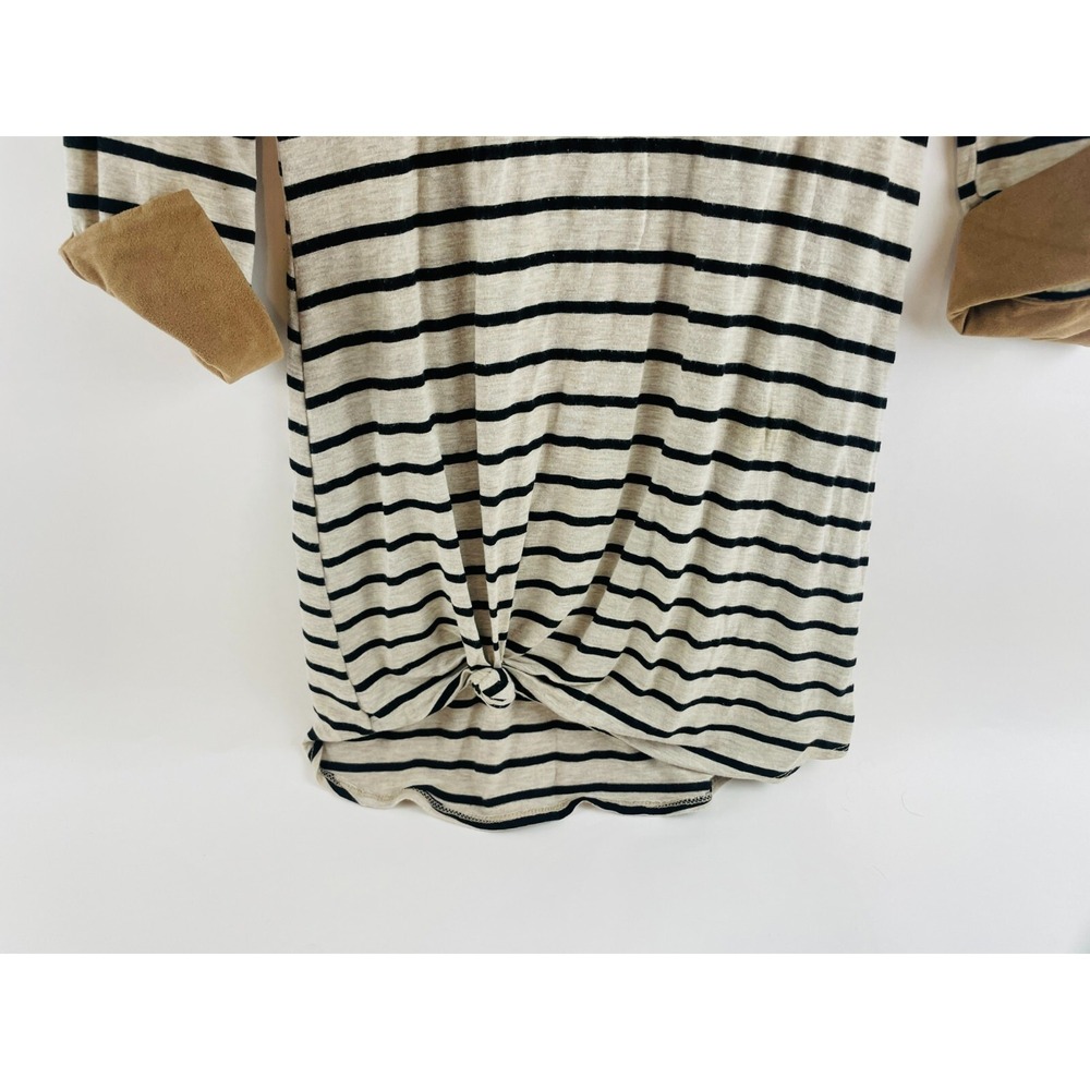 My Beloved Dress Tee Women's Size Small Black Tan Striped Faux Suede Above Knee - Picture 4 of 10